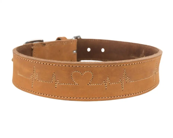 Trixie Hundehalsbånd Rustic Oliegarvet Læder Heartbeat - Brun
