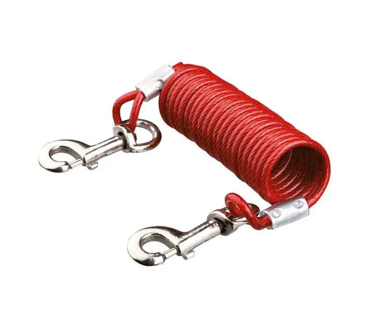 Trixie Anbindeline Med Spiralkabel Rød 5 m